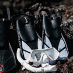 White snorkelling kit for rent in tenerife S/M size fins